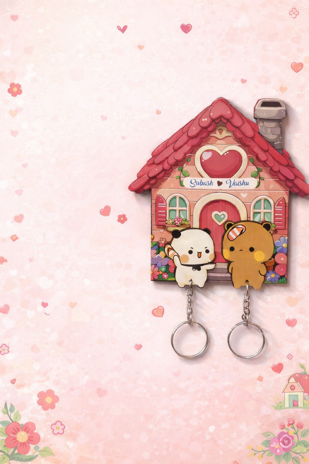 Personalized Couple Key Holder | Cute Bubu and Dudu design