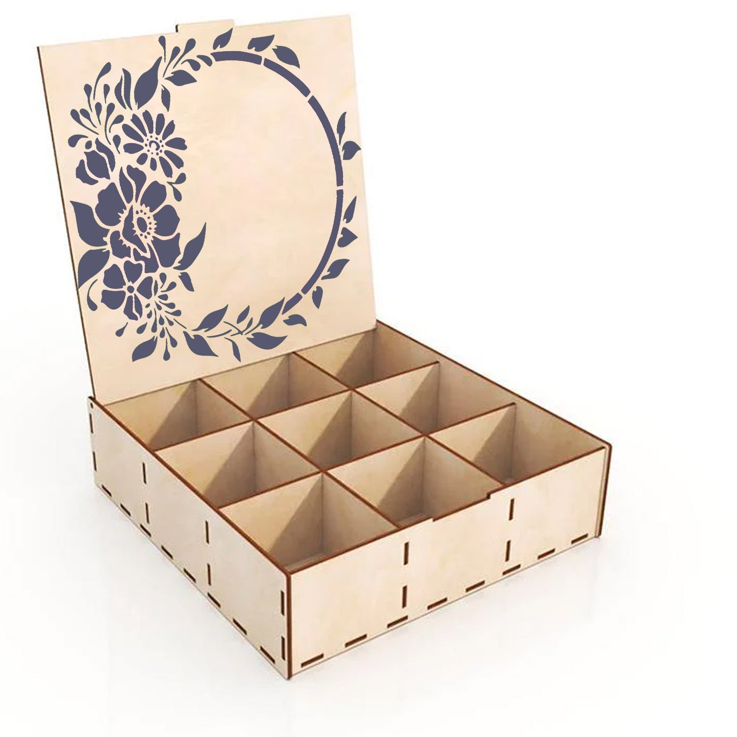 MaxxxMart - Floral Frame Wall Stencil (Inches)