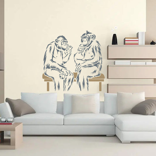 Maxxxmart - Chimpanzee and Leopard Cubs wall Stencil