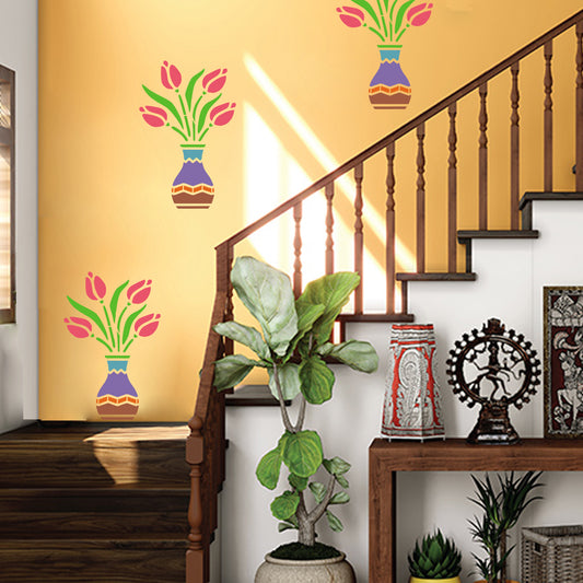 MaxxxMart - Flower pot wall stencil