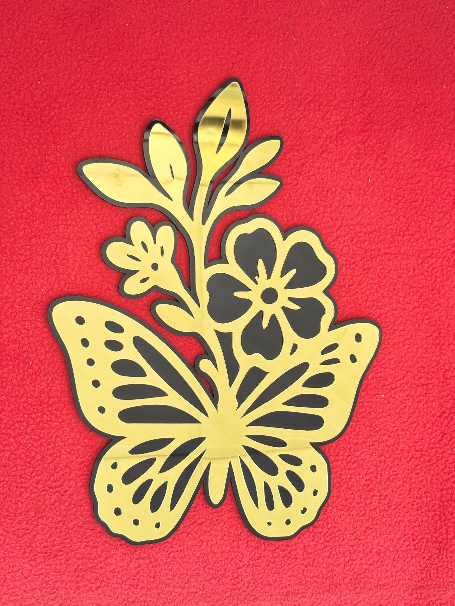 MaxxxMart - Acrylic Floral Butterfly Home Decor Black and Gold