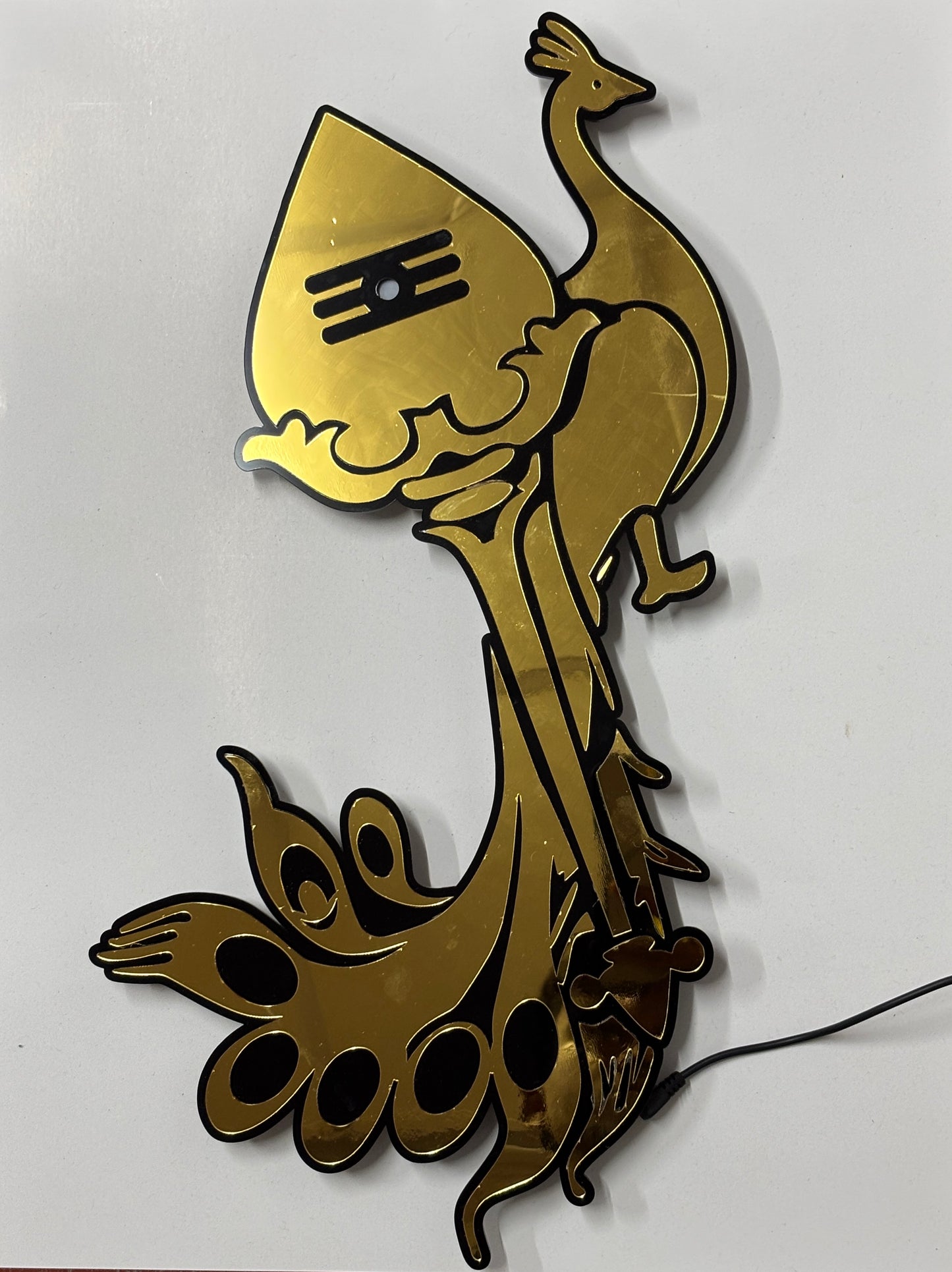 Murugan Vel Peacock Wall Decor with Light - 17x12 Inches