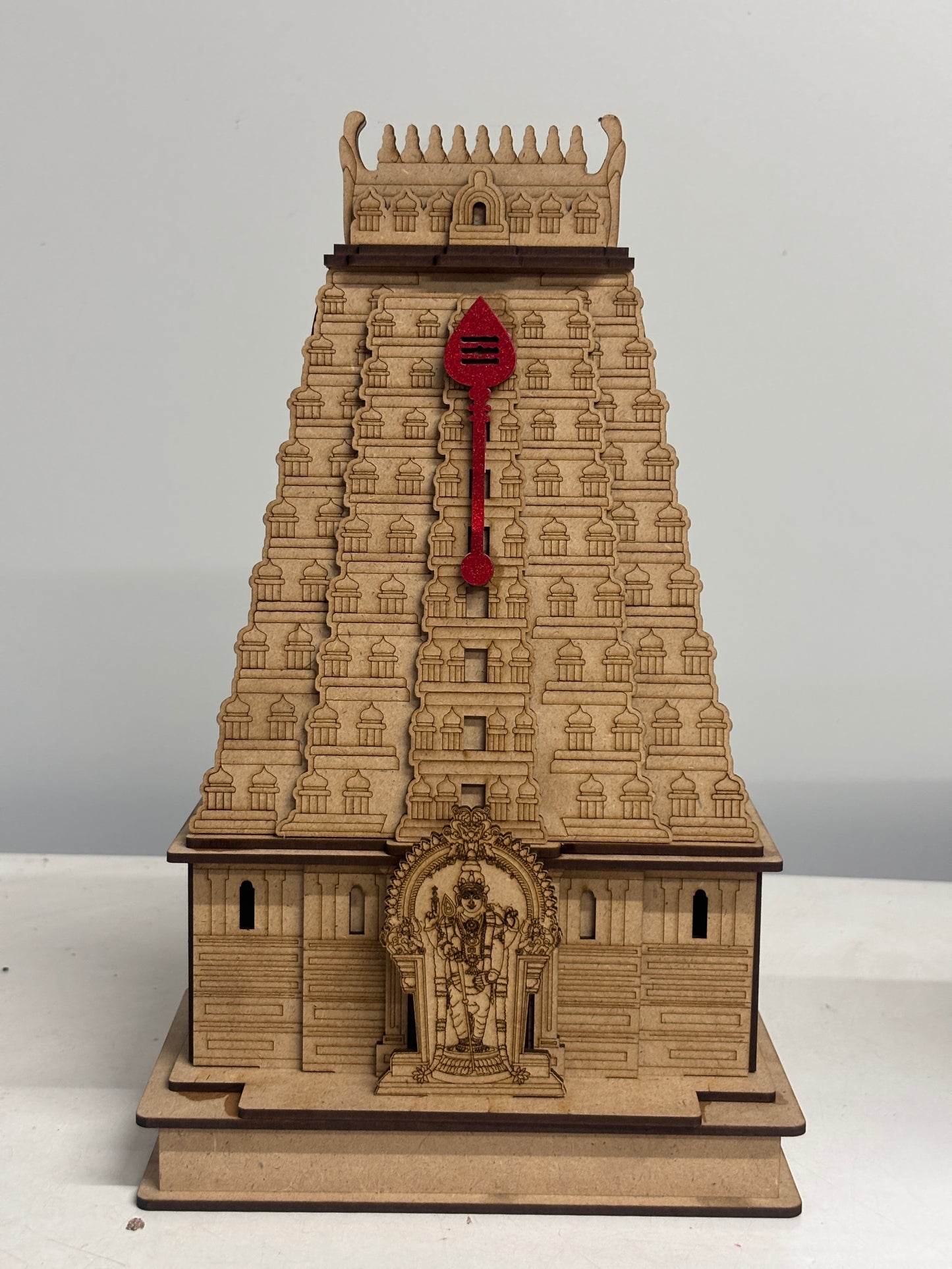 Tiruchendur Murugan Temple Wooden Replica – Miniature Gopuram 12x7 Inches