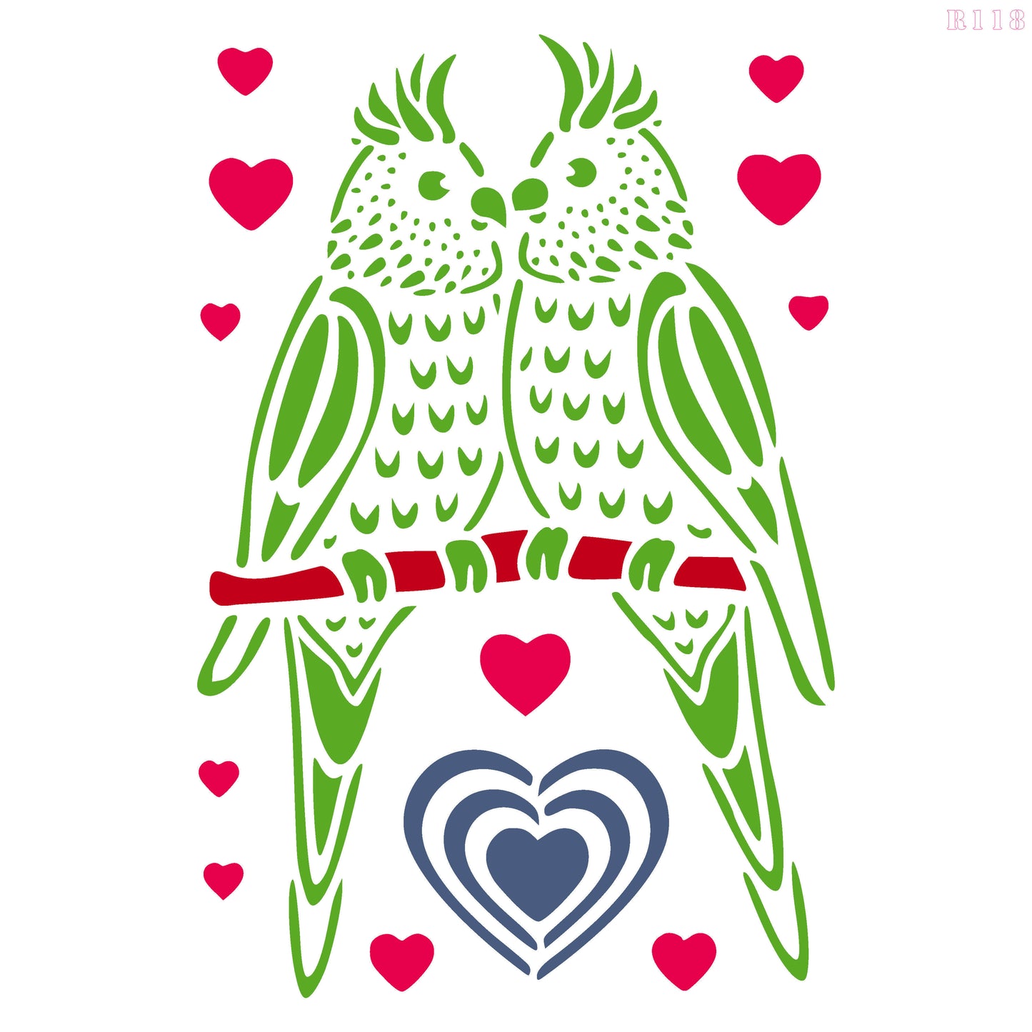 MaxxxMart - Love Birds Wall Stencil (Inches)