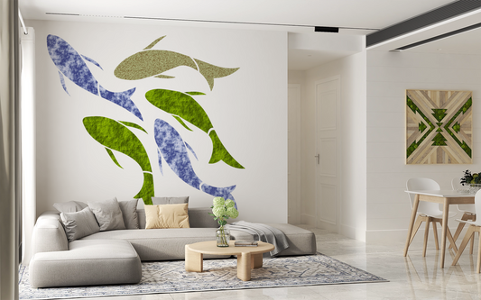 MaxxxMart - Fishes, Dolphin and Penguins Wall Stencil (Inches)