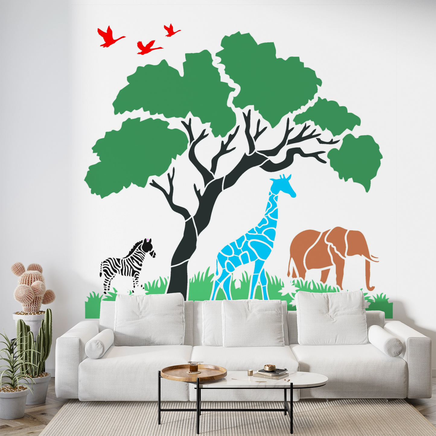 MaxxxMart - Eagle and Animals In Forest Wall Stencil (Inches)