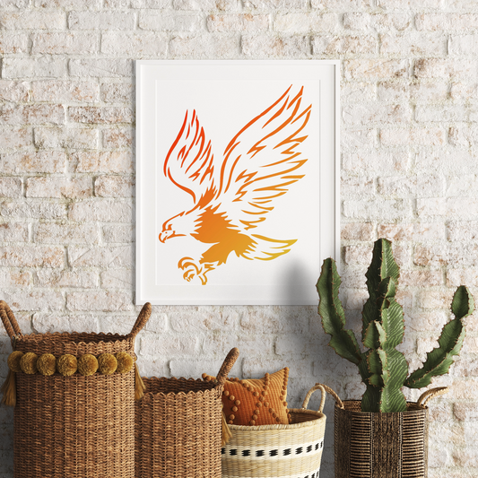 MaxxxMart - Eagle and Animals In Forest Wall Stencil (Inches)