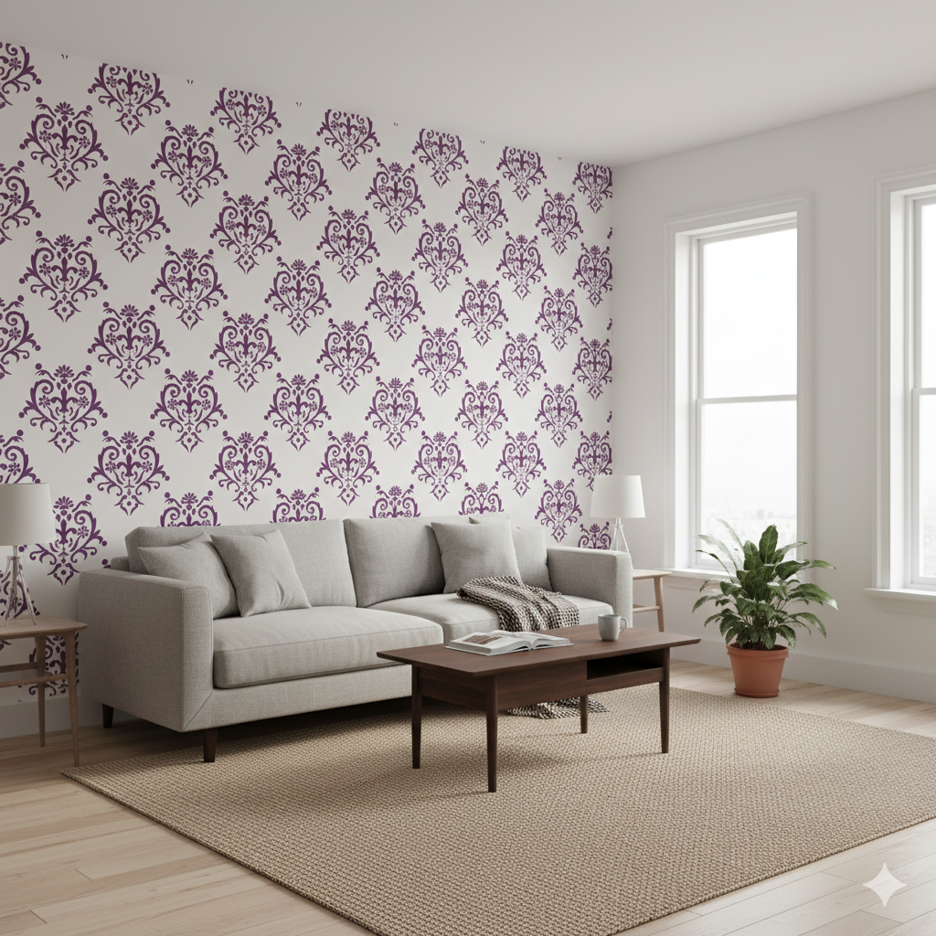 MaxxxMart - Damask Pattern Wall Stencil