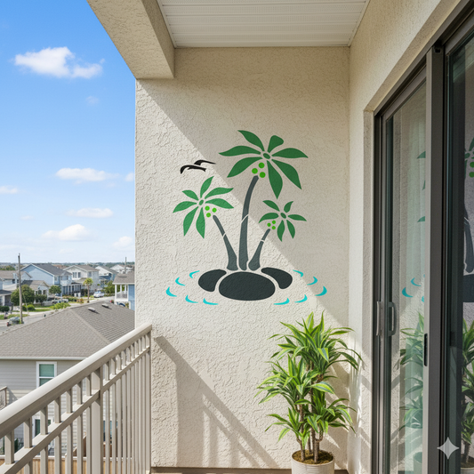 MaxxxMart-Beach Theme Wall Stencil (Inches)