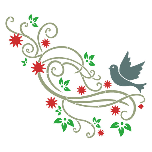 MaxxMart-Floral Pattern Wall Stencil (Inches)