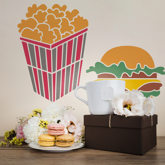 MaxxxMart - Burgers, Fries, Popcorn wall Stencil(Inches)