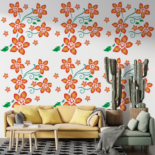 MaxxxMart -Floral Pattern Wall Stencil (Inches)