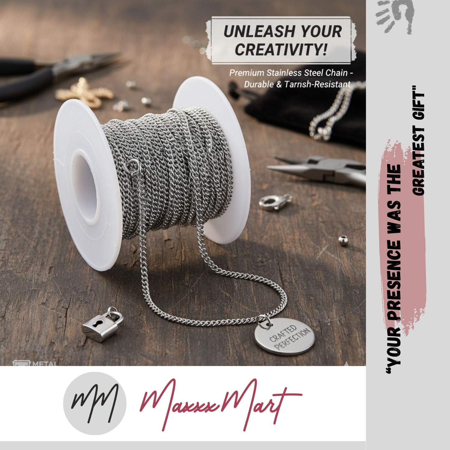 MaxxxMart - Craft Silver Chain or DIY Jewelry Making Necklace Earring (1 To 5 Mtr)