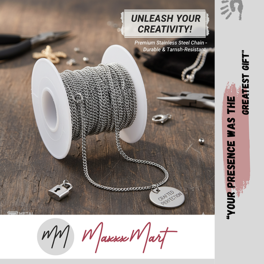 MaxxxMart - Craft Silver Chain or DIY Jewelry Making Necklace Earring (1 To 5 Mtr)