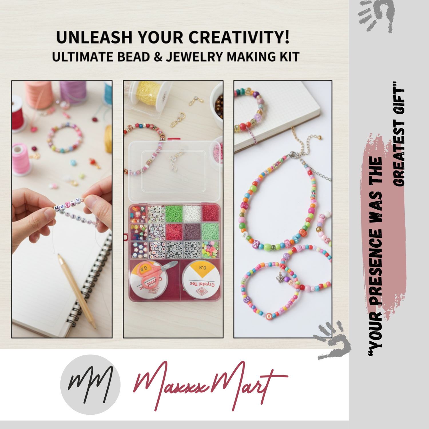 MaxxxMart - Bracelet Making Kit for Kids DIY Colorful Bracelet Necklace Making, Activity Games for Girls