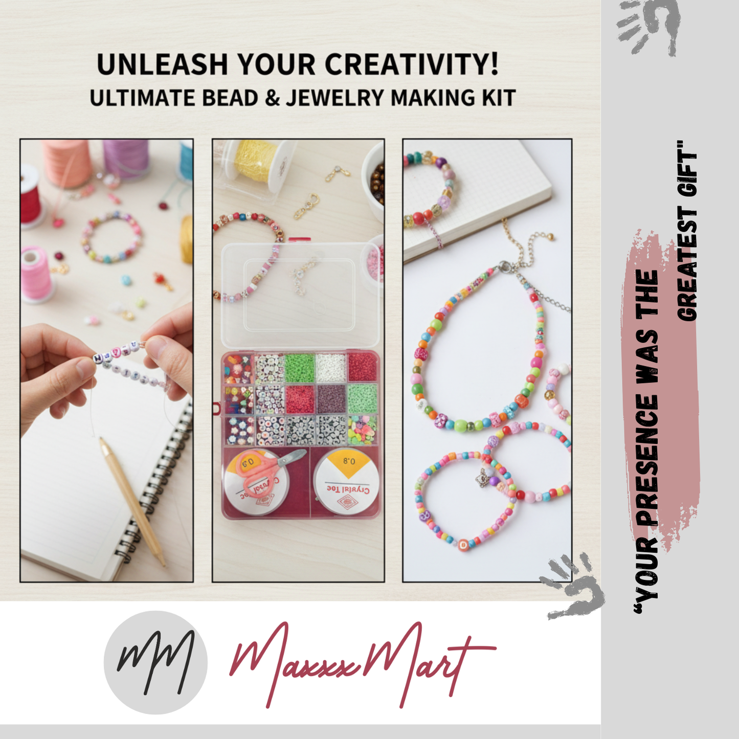 MaxxxMart - Bracelet Making Kit for Kids DIY Colorful Bracelet Necklace Making, Activity Games for Girls