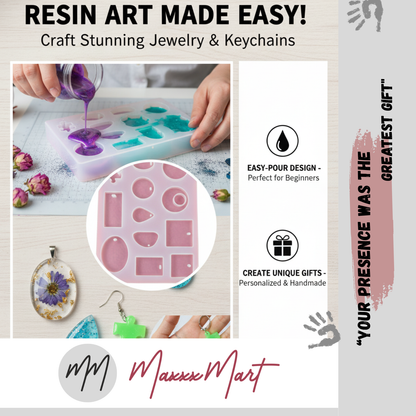 Maxxxmart - Resin Art Mould 12 in 1 For | Clear Silicone Casting Mold for DIY