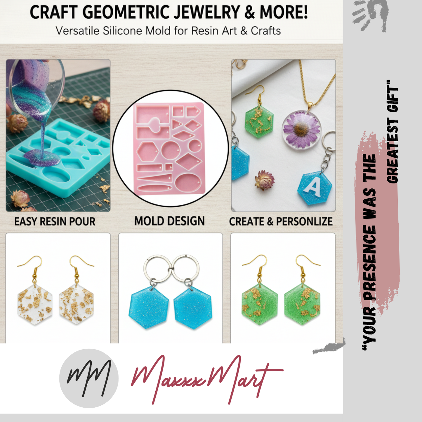 Maxxxmart - Resin Art Mould 16 in 1 For | Clear Silicone Casting Mold for DIY