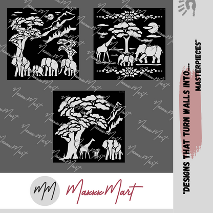 MaxxxMart - Tropical Sunset Island Stencil-2 (Inches)