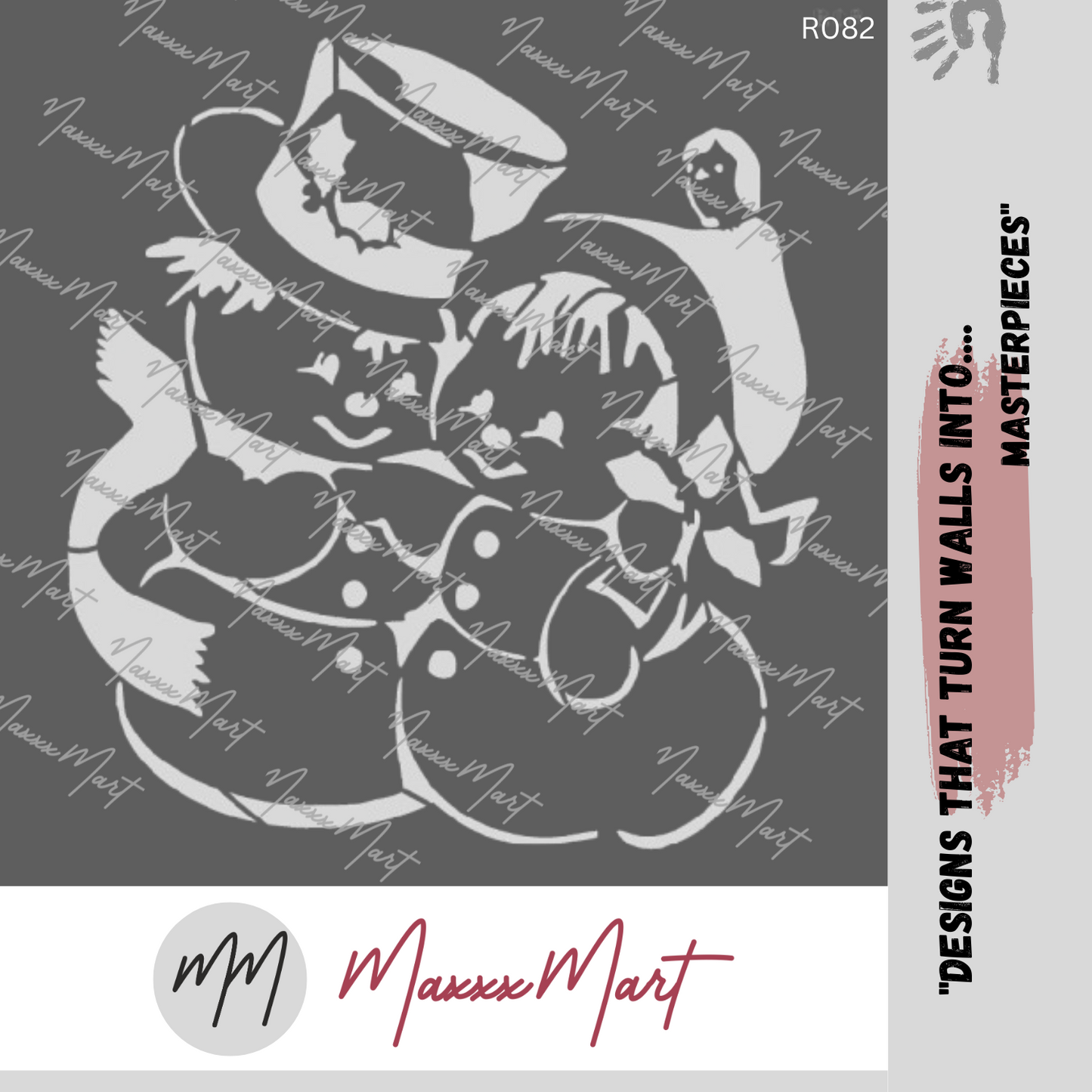 Maxxxmart - Winter Snowman Hug Stencil (Inches)