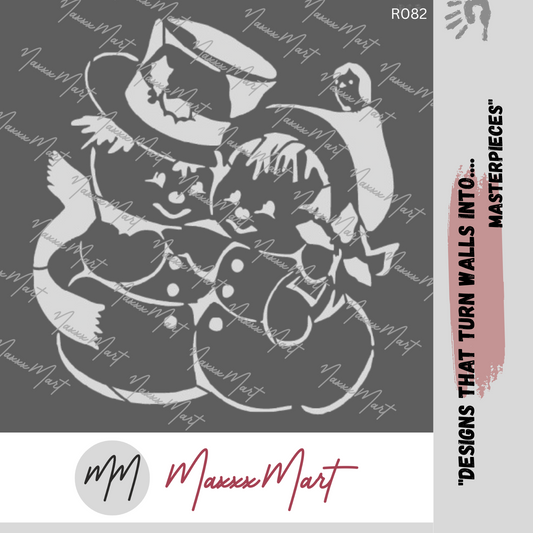 Maxxxmart - Winter Snowman Hug Stencil (Inches)