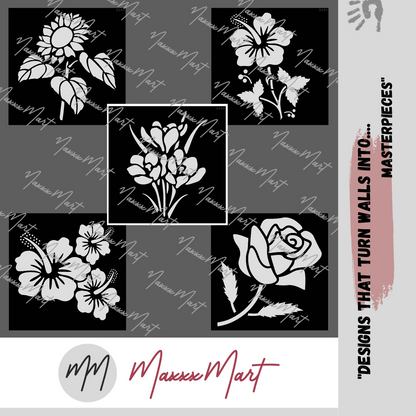 MaxxxMart - Flowers Wall Stencils-1 (Inches)