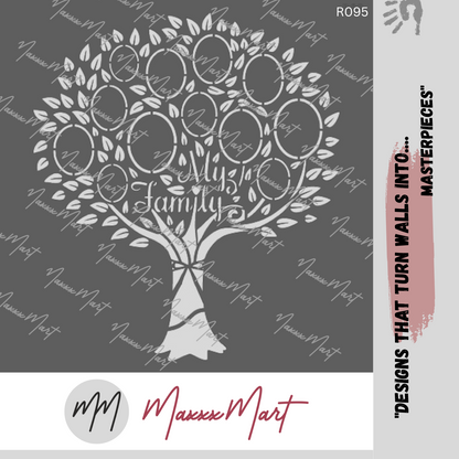 MaxxxMart - My Family Tree wall stencil (Inches)