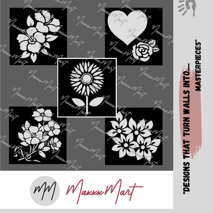 MaxxxMart - Flowers Wall Stencils-2 (Inches)