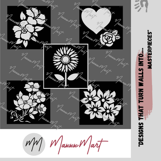 MaxxxMart - Flowers Wall Stencils-2 (Inches)