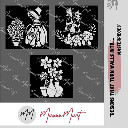 Maxxxmart - Vintage Garden Gatherer wall  Stencil (Inches)