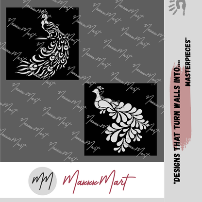 MaxxxMart - Peacock Wall Stencil (Inches)