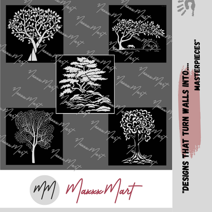 MaxxxMart - Trees wall Stencil-2 (Inches)