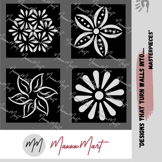 MaxxxMart - Modern Petal Flower Wall Stencil (Inches)