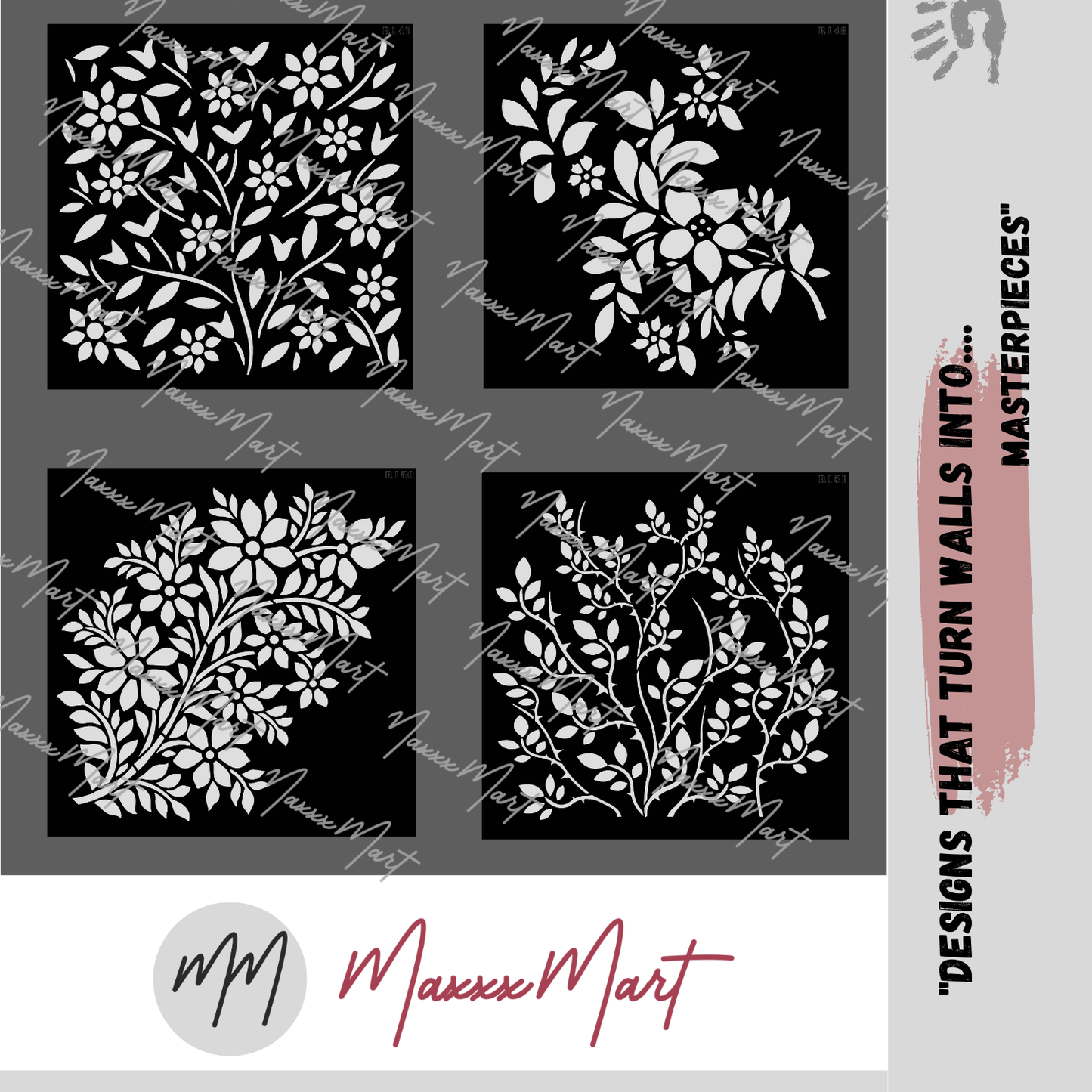 MaxxxMart - Flower Wall Stencils-3 (Inches)