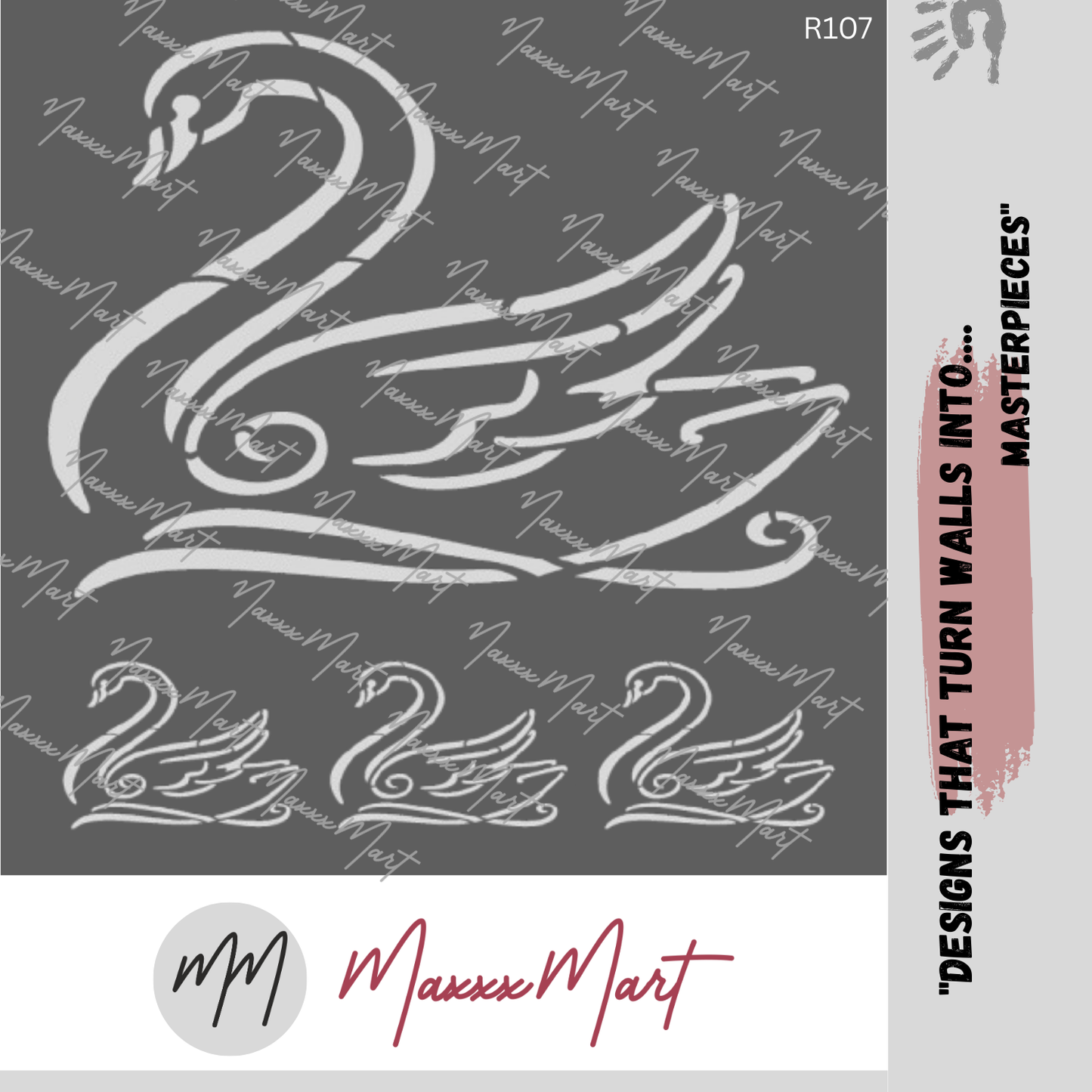 Maxxxmart - Elegant Swan Glide Wall Stencil