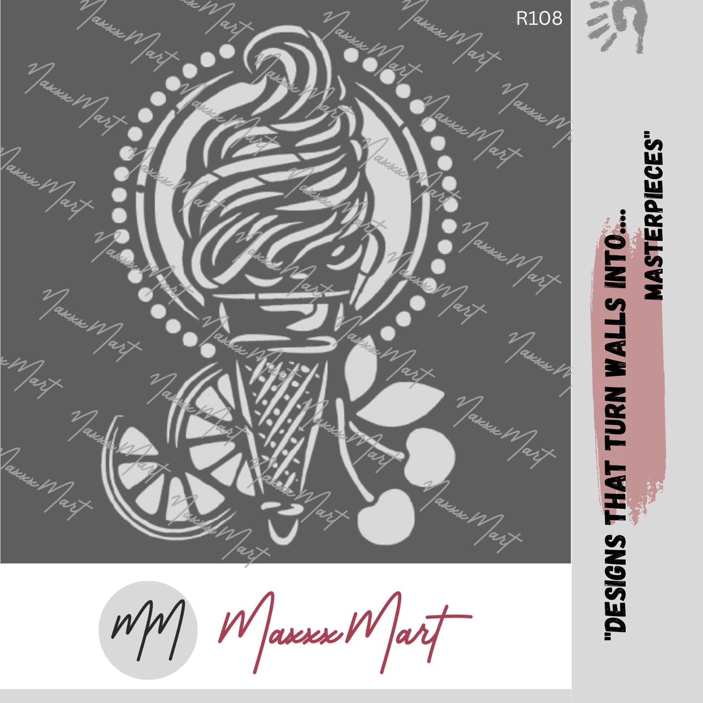 Maxxxmart - Delicious Ice Cream Wall Stencil (Inches)