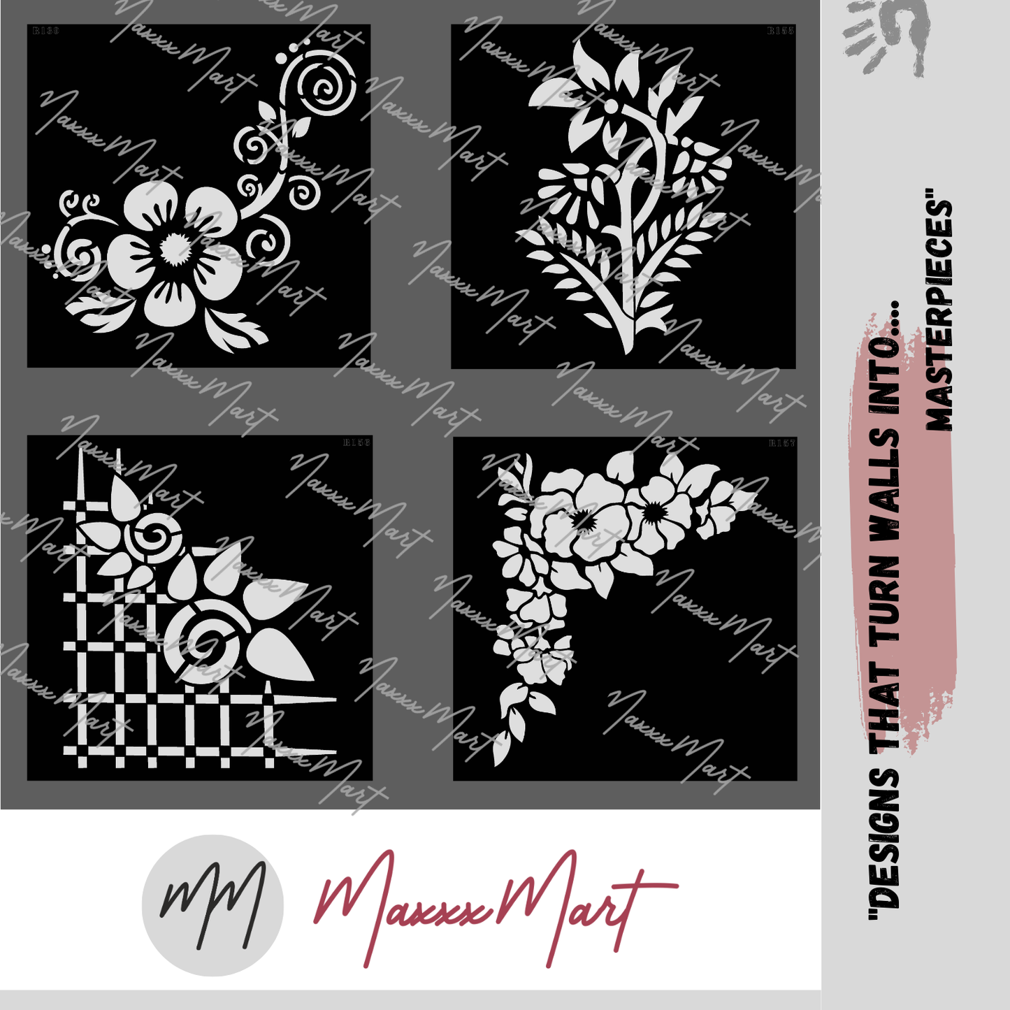 MaxxxMart - Flower Border wall stencil (Inches)