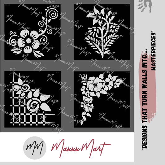 MaxxxMart - Flower Border wall stencil (Inches)