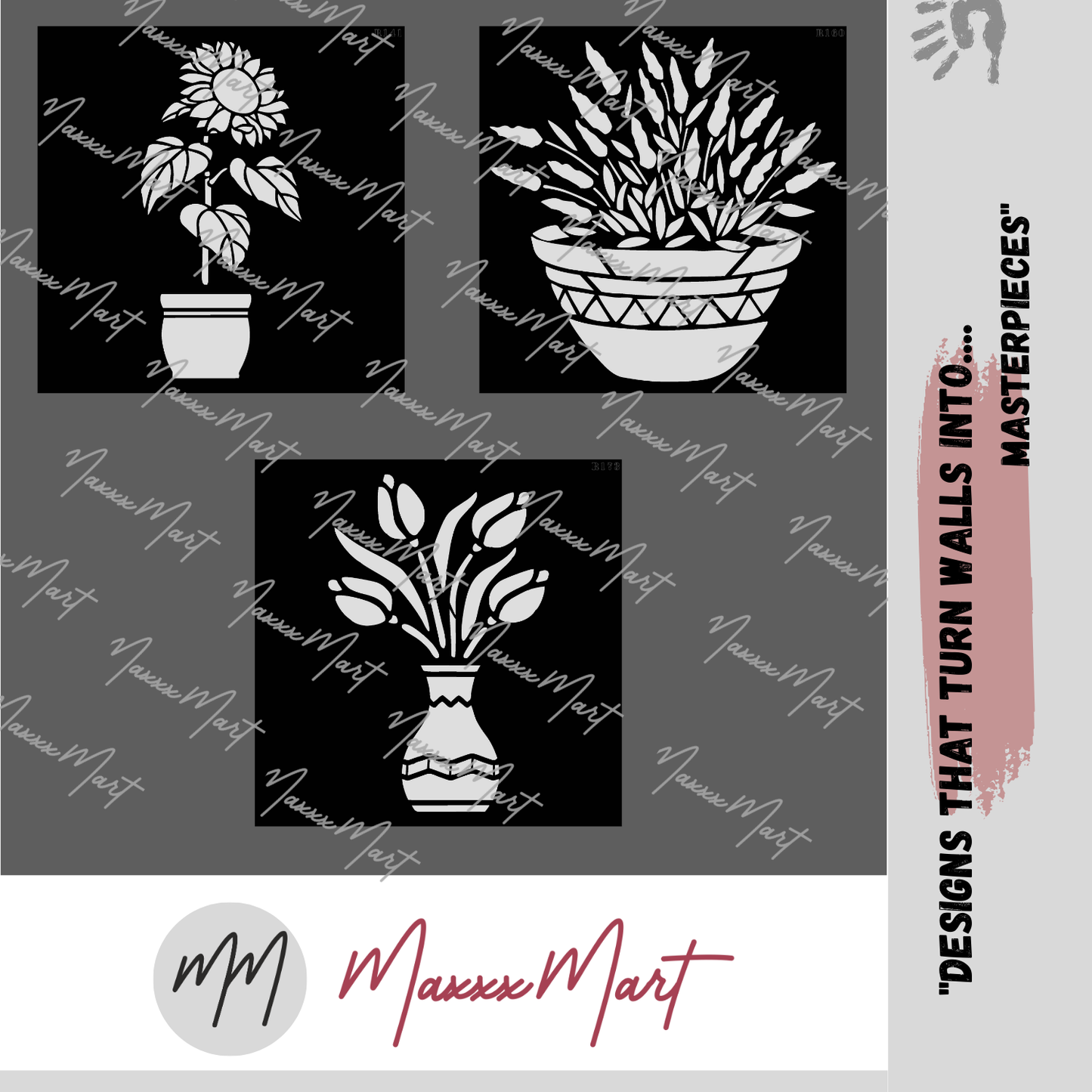 MaxxxMart - Flower pot wall stencil