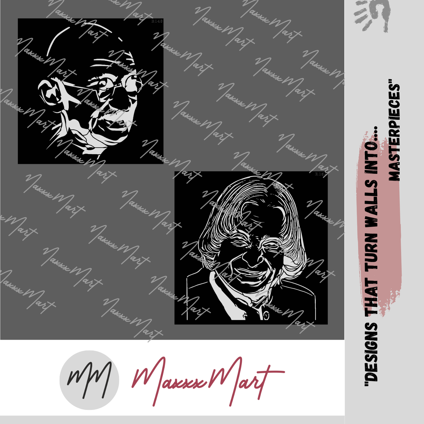 MaxxxMart - Mahatma Gandhi & Abdul Kalam Wall Stencil (Inches)