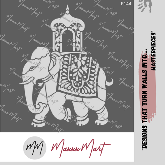 MaxxxMart - Ceremonial elephant Wall stencil (Inches)