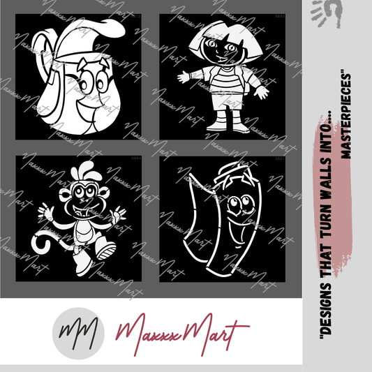 MaxxxMart - Dora And Boots Pack-1 Wall Stencil (Inches)