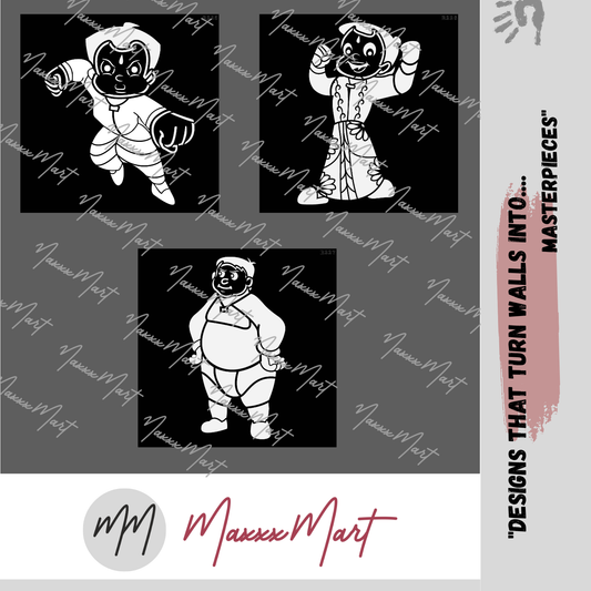 MaxxxMart - Chota Bheem Pack Wall Stencil (Inches)