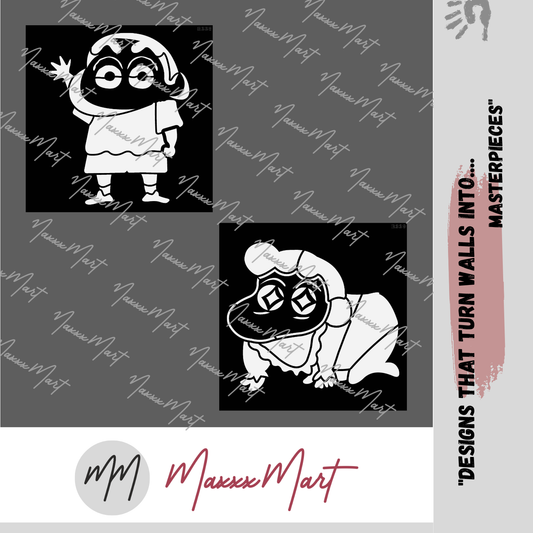 MaxxxMart - Shin Chan Pack Wall Stencil (Inches)