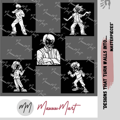 MaxxxMart - Jackie Chan Pack Wall Stencil (Inches)