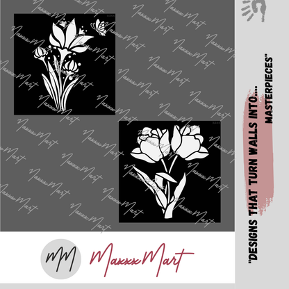 MaxxxMart - Flowers Wall Stencil -4 (Inches)