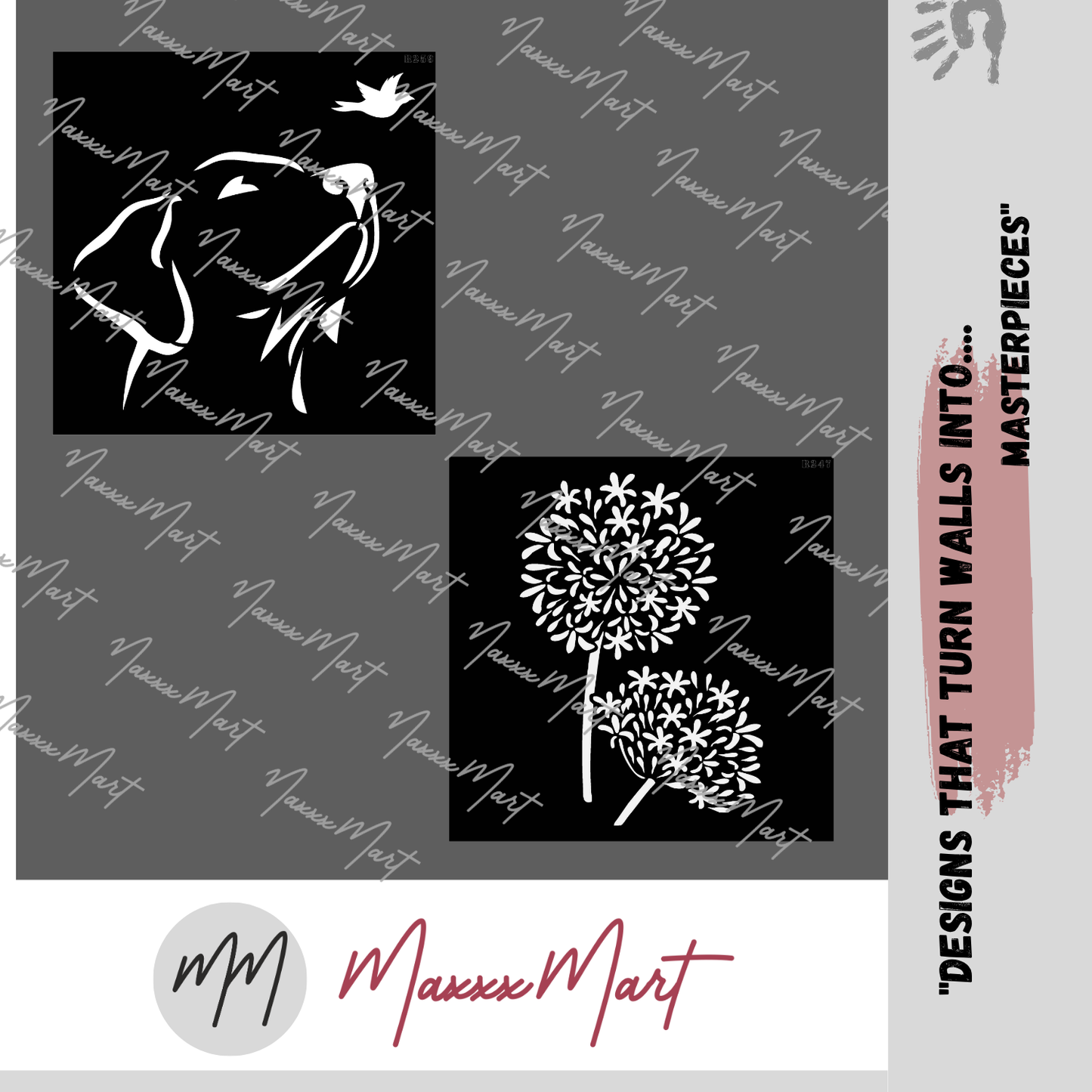 Maxxxmart - Nature and Pet Wall Stencil Pack (Inches)