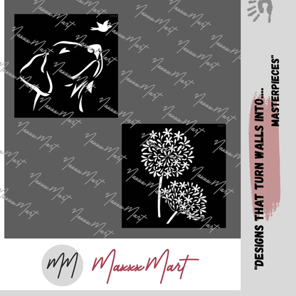 Maxxxmart - Nature and Pet Wall Stencil Pack (Inches)