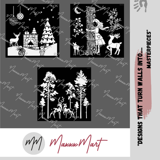 MaxxxMart - Christmas Theme Wall Stencil Collection (Inches)