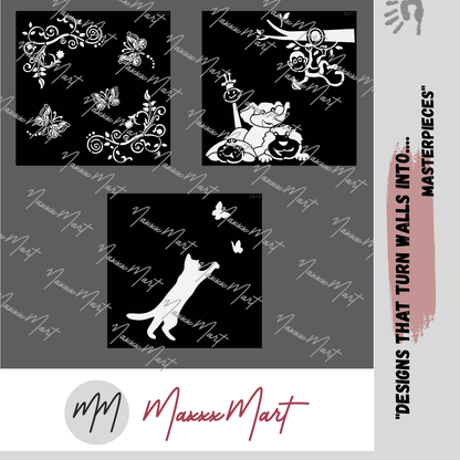 Maxxxmart -  Nature and Decorative  Wall Stencil Pack (Inches)